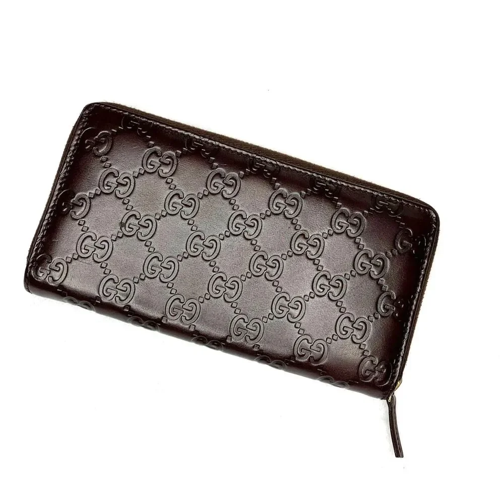 Gucci Brown Embossed GG Zip Around Wallet with Gold Hardware - Picture 3 of 6